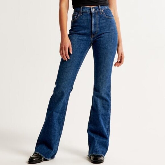 Abercrombie and Fitch High Rise Vintage Flare Jeans 27 4 Medium Blue Denim Curve - Picture 1 of 6